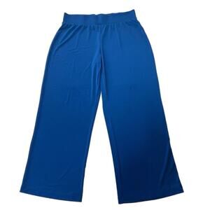 JM Collection Wide-Leg Pull-On Jersey Pants Royal Blue Large Comfort Waist